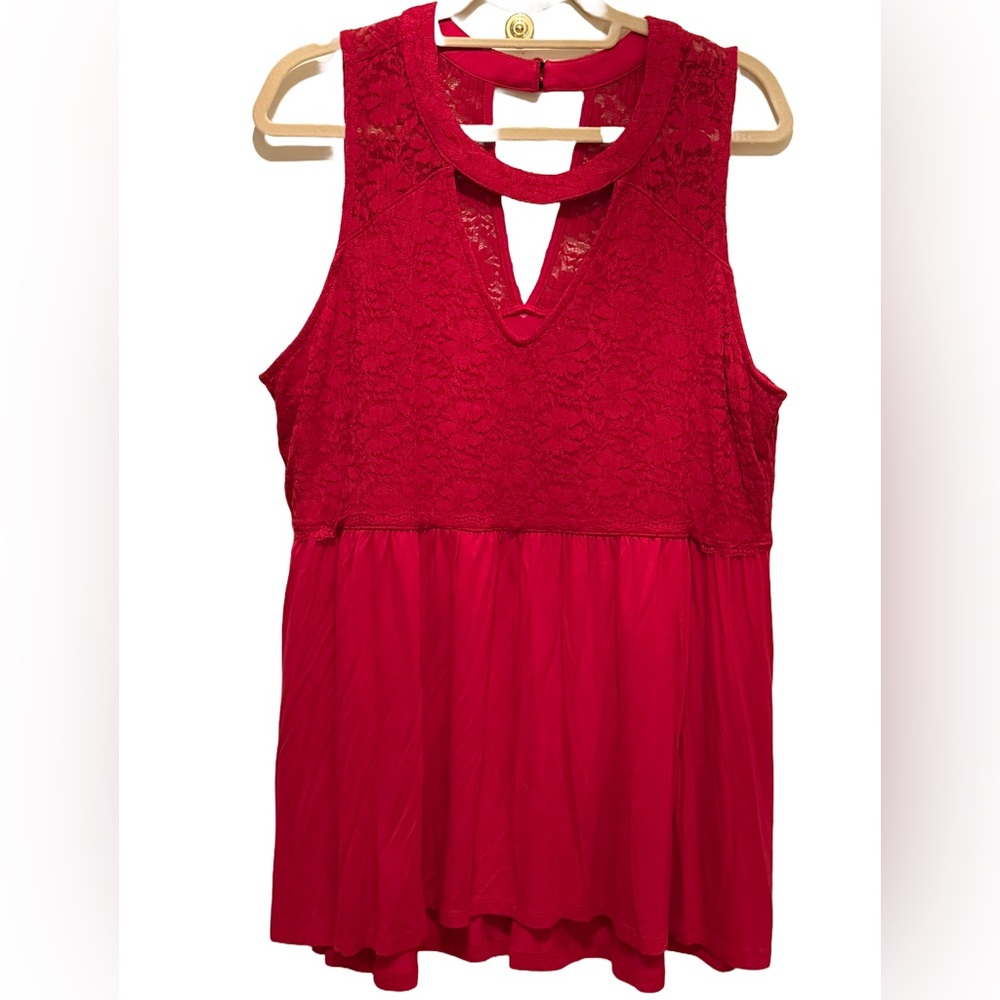 Women’s Sleeveless Lace Top - Red